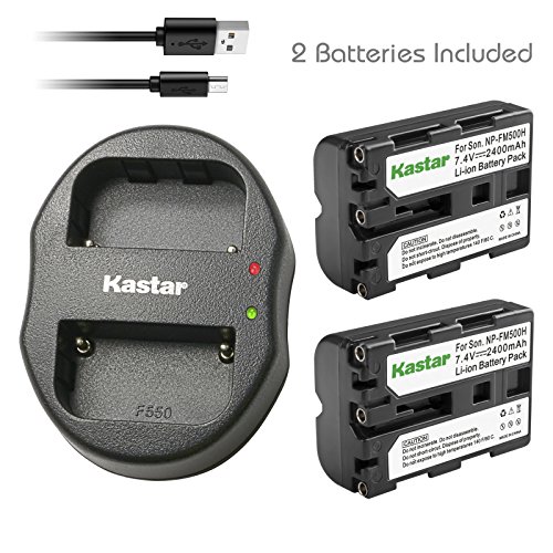 Kastar 2 Battery + Dual USB Charger Replacement for Sony NP-FM500H, NP-FM500 Alpha SLT A57 A58 A65 A77 A77V A77II A99 A350 A450 A500 A550 A700 A850 A900 CLM-V55 DSLR Camera, VG-C77AM Grip