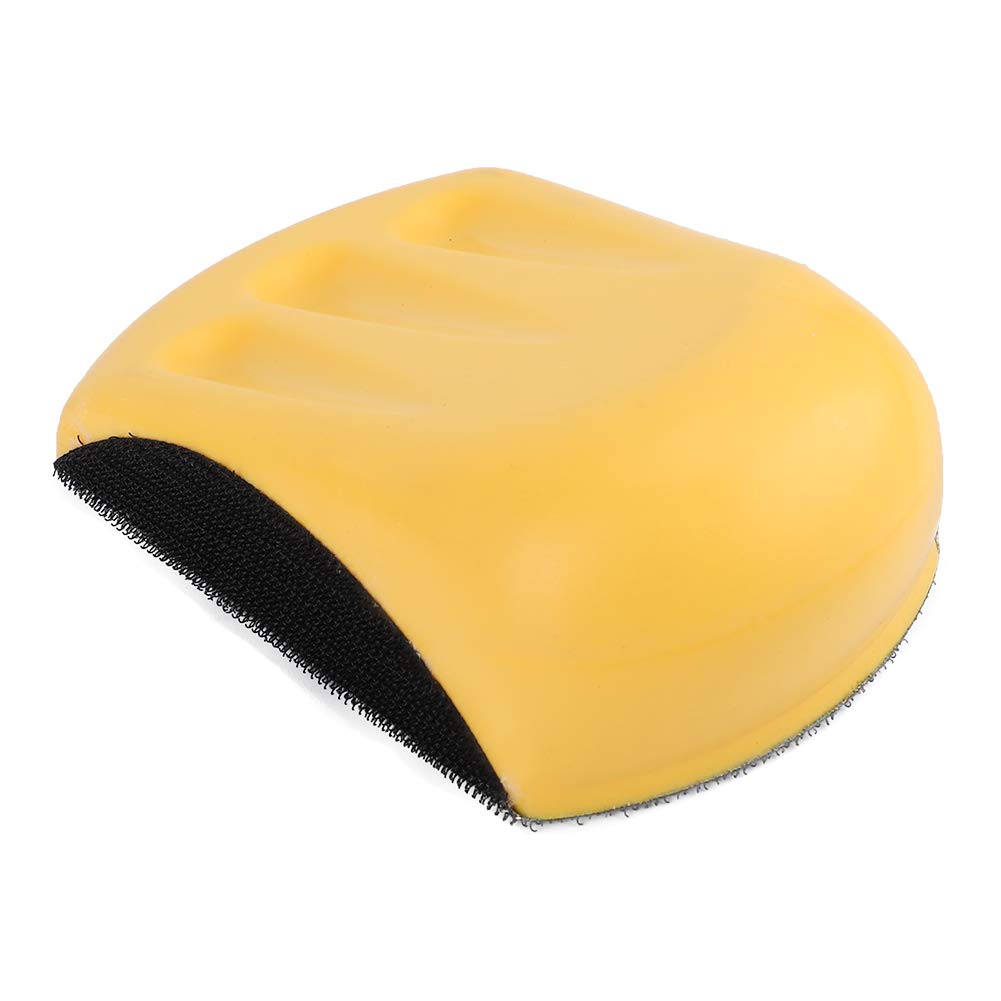 Fafeicy Hand Sanding Block, 5 Inch Mouse Sanding Holder, Sanding Pad Hook Backing Plate for Woodworking, and Furniture Restoration (5in/125mm Yellow)