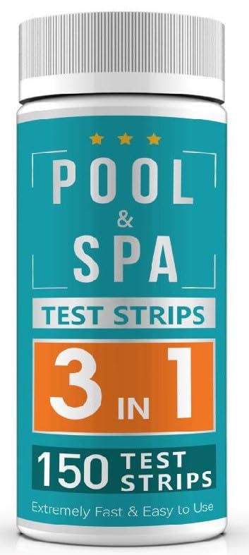 Hot tub test strips, Pool and Spa, 150, Pool and Spa test strips - 3 in 1, Pack of 150, Chlorine, PH, Total Alkalinity. Accurate 3 in 1 Pool Water Testing Kit