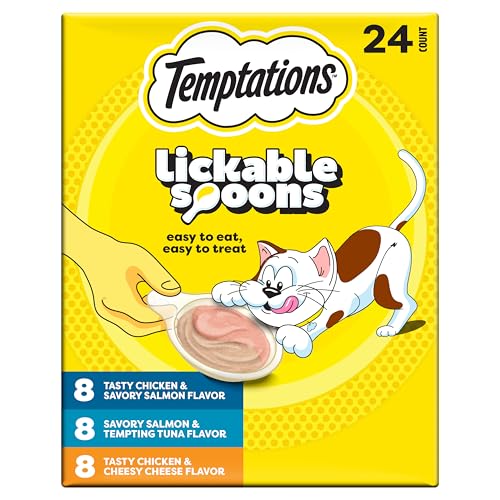 Temptations Lickable Spoons, Soft Lickable Cat Treats, Adult Wet Cat Treats, Va…