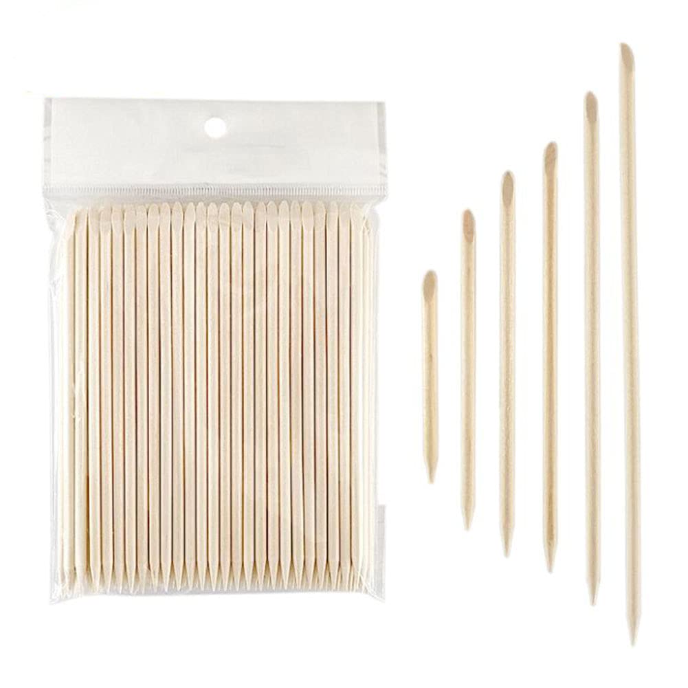 100PCS Orange Wood Nail Sticks Double Sided Cuticle Pusher Remover Manicure Pedicure Tool Multi Functional Nail Art sticks