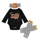 GRNSHTS Baby Girls Boys 3Pcs Sequins Romper Set Romper + Headband + Leg Warmer (60/0-3 Months, Black)