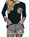 POGTMM Women Long Sleeve/Short Sleeve O-Neck Patchwork Casual Loose T-shirt Blouse Tops