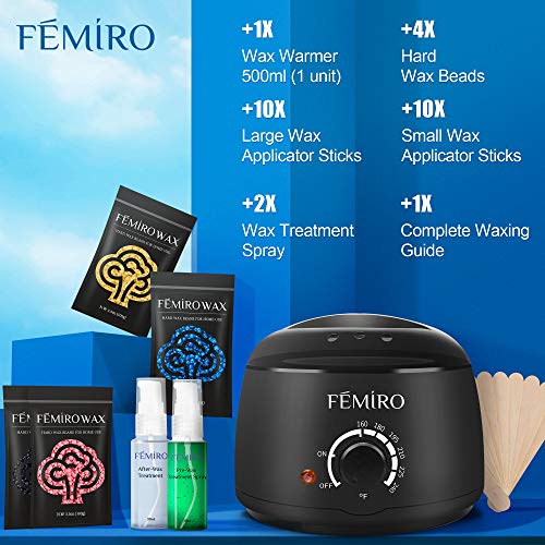 Femiro FE-07 Waxing Kit, Wax Warmer Hard Wax Beans Hair Removal Kit with Wax Treatment Spray for Women Men At Home Waxing - Thumbnail 4