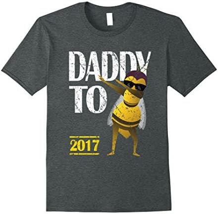 Mens Dabbing Bee Funny Dad To Be 2017 Tee Soon To Be Daddy Shirt Large Dark Heather