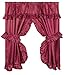 Home Bargains Plus Diamond Dot Ruffled Fabric Bathroom Window Curtain with Attached Valance and Tiebacks - Burgundy