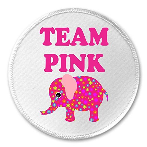 A&T Designs Team Pink Elephant 3" Sew On Patch Baby Girl Gender Reveal Pregnancy
