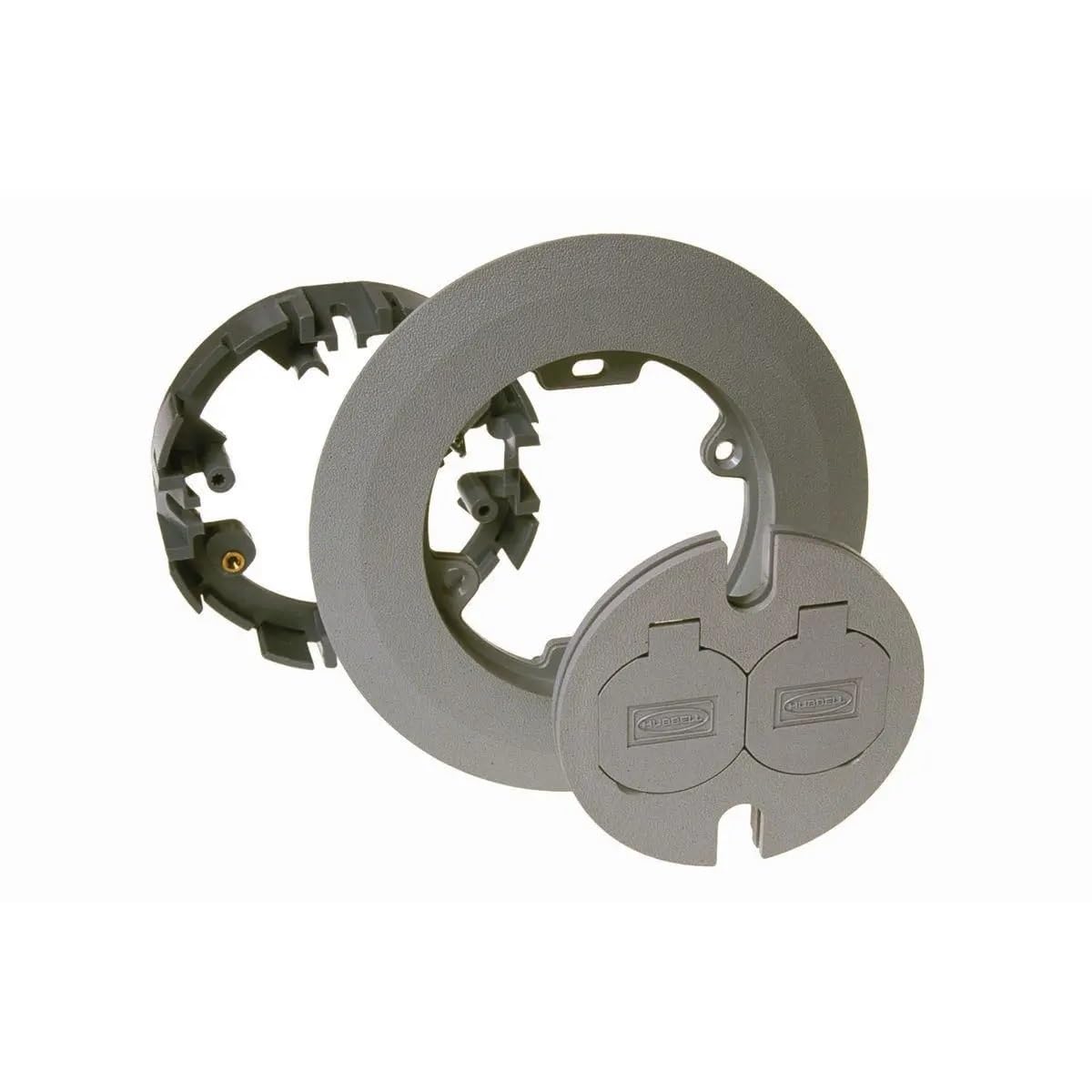RACO 6299 Round Floor Box Cover Kit Nonmetallic With Two-Lift Lids for 5511 Floor Box, Gray