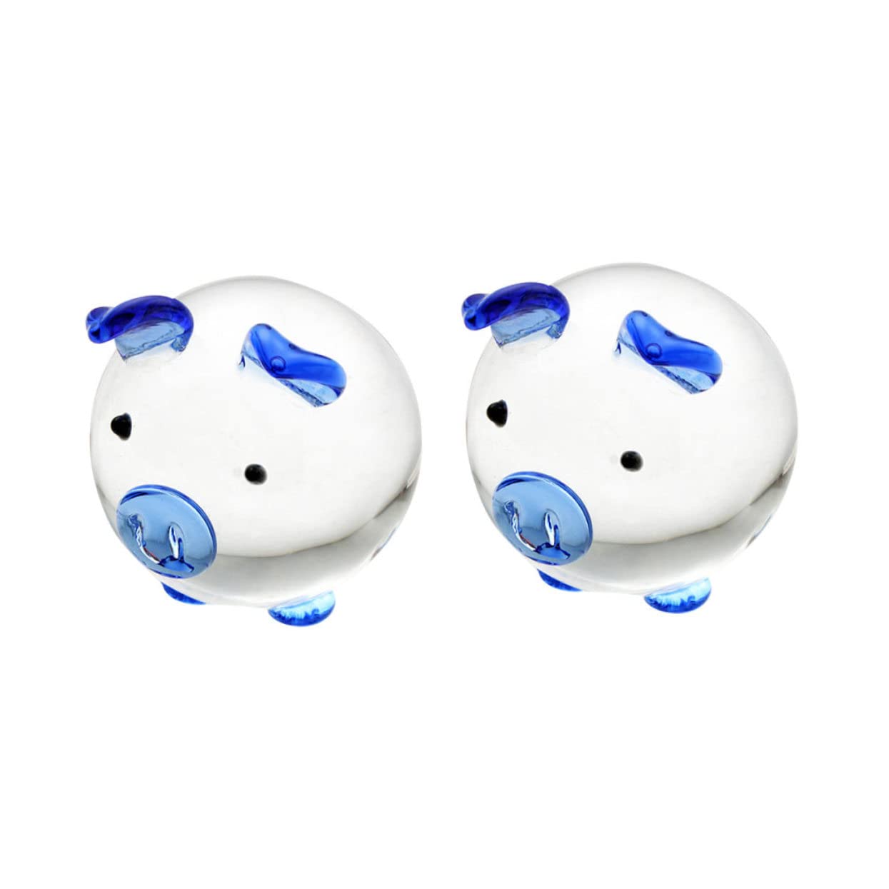 SAFIGLE Crystal Pig Figurine Pair - Blue Glass Ornaments for Home and Office Decor - Cute Valentine'S Day present - 3 Inch Desktop Decoration - Ideal for Couples Pig