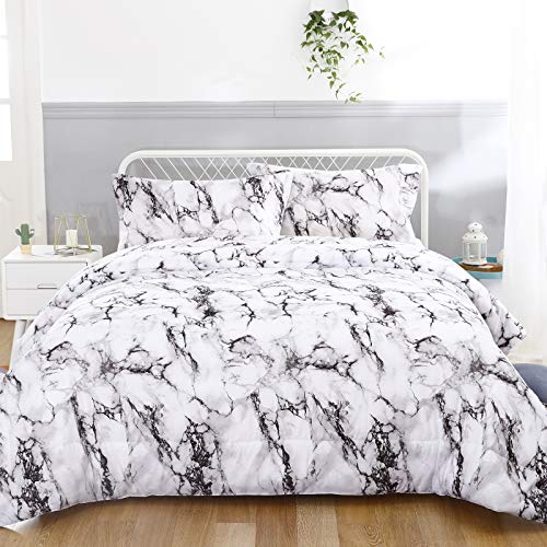 Marble Comforter Set Queen Clearly White Grey Marble Printed Bedding