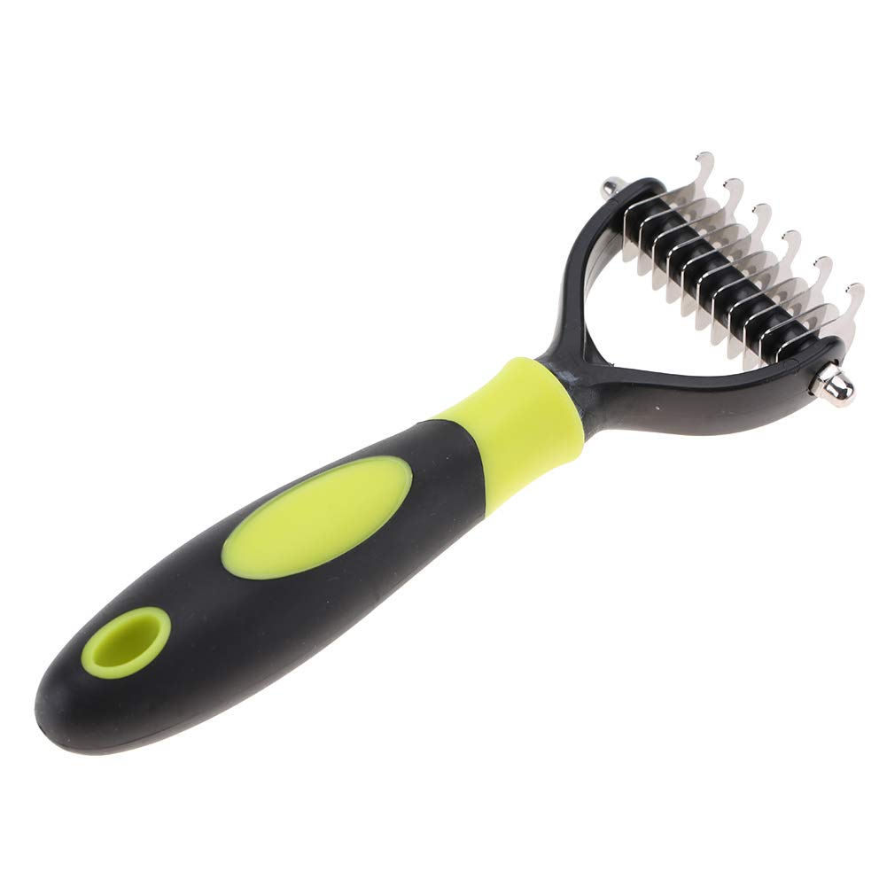 Pet Grooming Rakes, Double Sided Blade Knot Comb for Grooming Removing Dog Cat Puppy Loose Tangled Hair Cleaning Tool(Yellow)