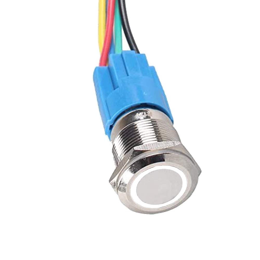 E Support™ 16mm 12V 3A Car White Light Angel Eye Metal Push Button Switch Socket