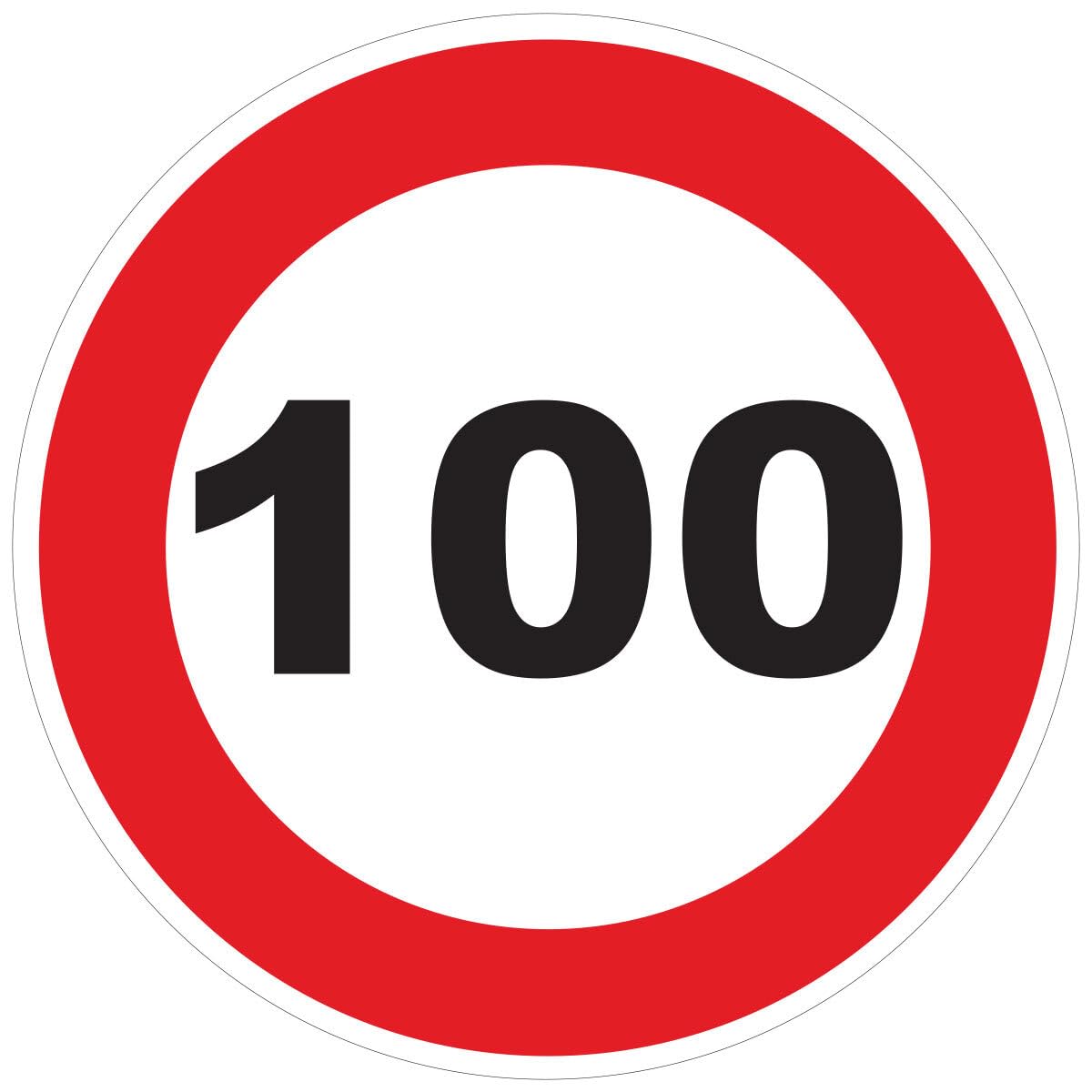 Red Circle Speed Limitation Sticker - Tractor Truck Speed Limitation Disc - 100 km/h - 10 cm Diameter