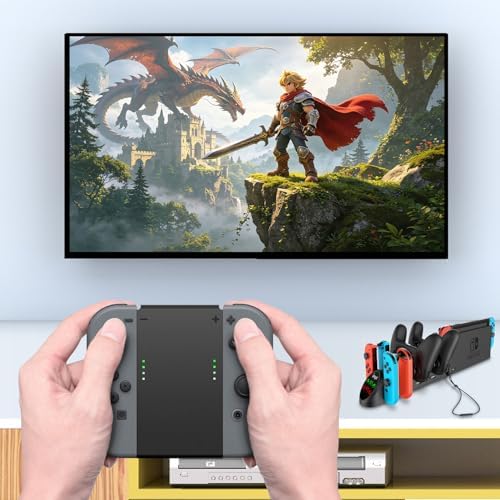 Station de Charge 6-en-1 pour Nintendo Switch/OLED Joycon & Pro Controller