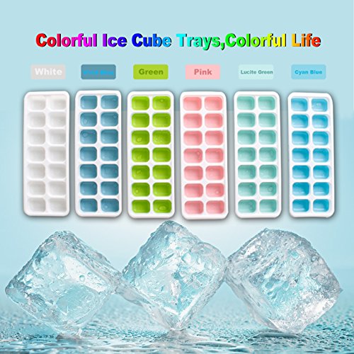 US Sense Ice Cube Trays 6 Packs Flexible Silicone Ice Trays with 14 Blocks Trays and Spill-Resistant Removable Lids Easy Release Ice Trays,BPA Free,Stackable, Dishwasher Safe 84 Shaped Cubes