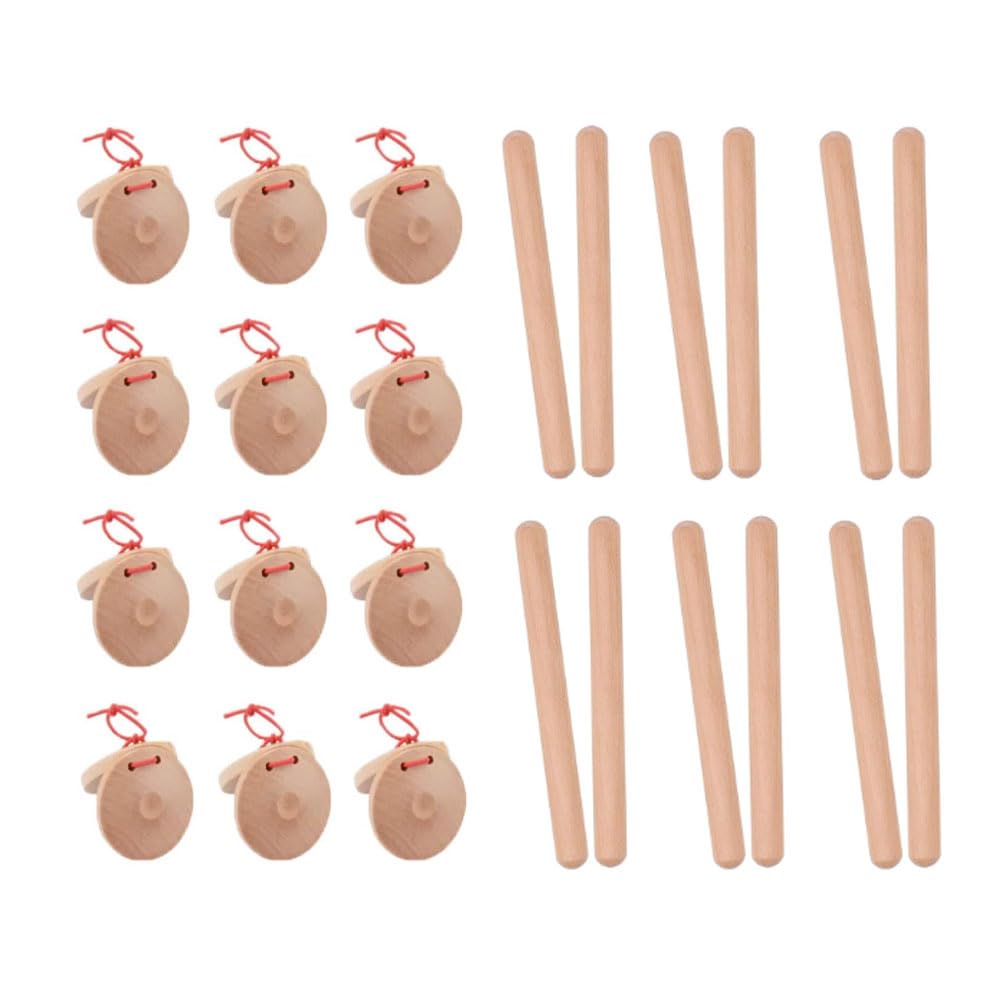 Photo 1 of 24 Pcs Musical Percussion Instrument Set?Musical Castanets Instrument and Music Rhythm Sticks.Clap Board Music Educational?Classroom DIY Wooden Percussion Instrument Finger Castanets Rhythm