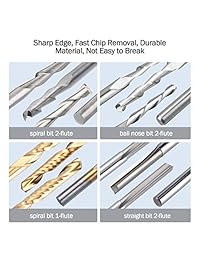 HQMaster - Juego de brocas de enrutador CNC (4 tipos cada 10 piezas), molinillo de punta de bola recta enrutador en espiral con revestimiento de titanio, cortador de fresado grabado, herramienta de corte de ranuras, herramienta de combinación, acrílico, m