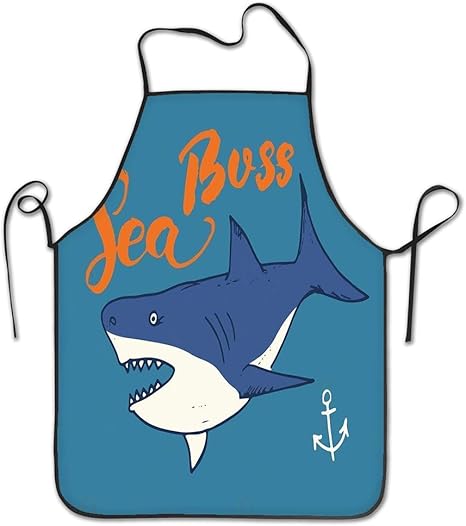 Amazon プロフェッショナルシェフエプロン用女性かわいいサメ手描きスケッチプリントかわいいサメ手描きスケッチプリントキッチンレストランホームユニセックスエプロン エプロン オンライン通販
