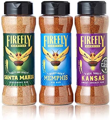 FireFly BarbecueRub Selection Jars (3 Jars) - Barbecue Gift Set - Multipurpose Grill Rubs for Grilling, Smoking & Barbecue - American Barbeque Seasoning Rub & Spices