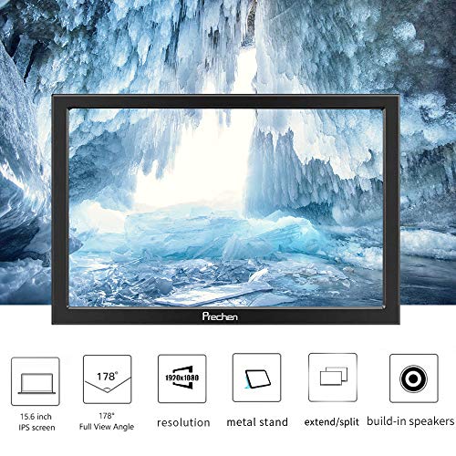 Portable Monitor 15.6 Inch 1920x1080 Gaming Monitor Display for Laptop Computer PS3 PS4 Xbox HDMI Computer Display Dual Monitor with Speaker,Prechen