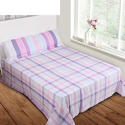 Plaid print cotton sheets/ single cotton double sheets-D 270x240cm(106x94inch)