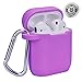 Deke Compatible Apple airpods Wireless Bluetooth Earbuds case. Airpod Buds Cases Full Protective Cover Portable Bud Silicone Skin with Anti-Lost Hooks/Strap. Airbuds Skins Set. Audifonos (Purple)