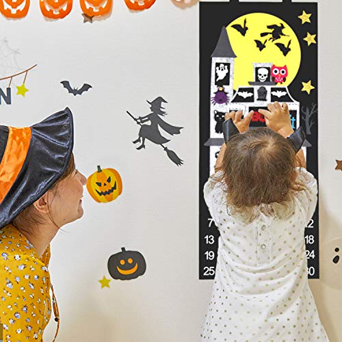 Fayoo Halloween Countdown Advent Calendar for Home Classroom Handmade Door Wall Hanging Decorations with 30pcs Detachable Ornaments
