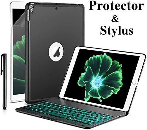 iPad Pro 10.5 Case with Keyboard,Daphnee Bluetooth Keyboard Case with 7 Colors Backlit,Auto Wake/Sleep,Silent Typing,Aluminum Shell Protective Cover,for Pro 10.5,Black