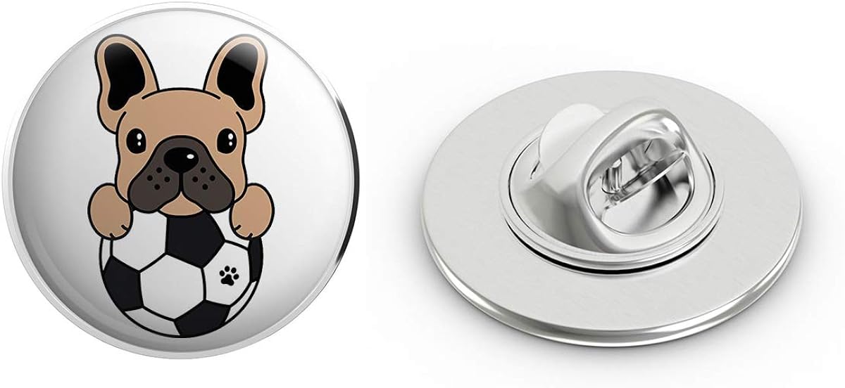 Amazon Brk Studio キュートなサッカーフレンチ ブルドッグ アニメ 絵文字 丸型 メタル 0 75インチ ラペルピン 帽子 シャツ ピン タイタック ピンバック ブローチ 通販