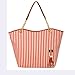 Tobey New Fashion Stripe Design Women Street Snap Candid Tote Single Shoulder Canvas Bag Handbag Three Colors Available Red Blue Black (Red)