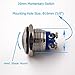 Momentary Push Button Switch, URTONE UR162, 1NO SPST DC 30V AC 220V 3A Stainless Steel Metal Shell Suitable for 16mm 5/8