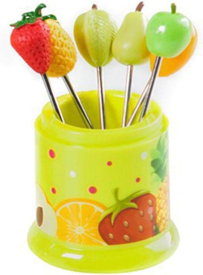 TAOtTAO 6Pcs Kitchen creative cute fruit sign stainless steel fruit fork Fork Fruit