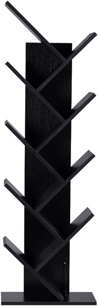 LASUAVY Bookshelf,8 Tier Floor Standing Bookcase,Magazine Rack Display Unit for Living Room(Black)