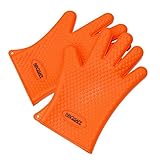 BBQsafe Heat Resistant Silicone Gloves For Grilling BBQ Oven Cooking Baking Smoking & Potholder Mitts - Non-Slip - Easy Cleaning - Food Grade
