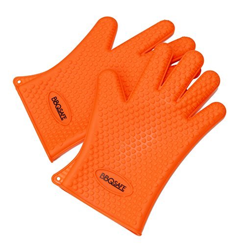 BBQsafe Heat Resistant Silicone Gloves For Grilling BBQ Oven Cooking Baking Smoking & Potholder Mitts - Non-Slip - Easy Cleaning - Food Grade