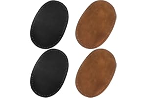 lyfLux 4 Pieces Sewn Fabric Oval Elbow Knee Patch Sweater Pants Restoration Accessories (Black and Brown)