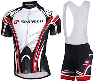 sponeed Men's Cycling Jersey and Bib Short Suit Bicycle Wear Padded Bike Tights