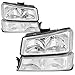 Auto Dynasty 4pcs OE Style Headlights Assembly Headlamp with Bumper Lamps Compatible with Chevy Silverado Avalanche 03-07 (Non Factory Cladding), Driver and Passenger Side, Chrome Housing Clear Corner
