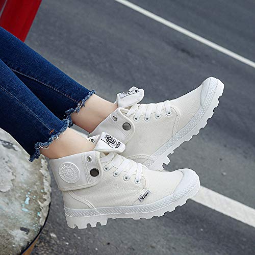 Hots!!! Teresamoon Fashion Women's Flat Lace-UP High-top Military Ankle Casual Canvas Ladies Shoes - Thumbnail 3