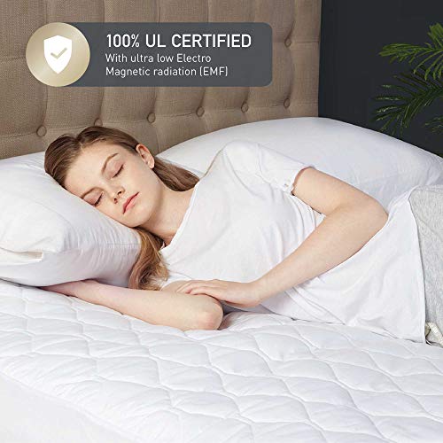 Premium Electric Heated Mattress Pad King Size Dual Control | Quilted Cotton Top Bed Warmer with 20 Heat Setting & Auto Shut Off |Relieve Sore Muscles/Joints