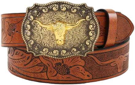 Western Cowgirl Belt Floral Engraved Metal Oval Buckle PU Leather Amazon.com: UTOWO Western Cowboy Belt with Turquoise Decor  main image 2