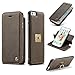 Iphone 6 Plus Leather Wallet Phone Case Kickstand Protective Flip Cover Magnetic Detachable Back Case With Card Slots Deep Brown Cover