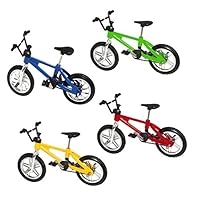 HuoBi Mini Bike Finger Bike Excellent Functional Miniature Metal Toys Mini Extreme Sports Finger Bicycle Cool Boy Toy Creative Game Toy Set Collections Cake Decoration [4 Pack]