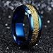 King Will Meteor Mens 8mm Blue Tungsten Carbide Sliver/Gold Meteorite Inlay Domed High Polished Ring