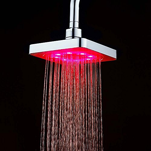 DELIPOP Shower Head 3 Colors Changing LED Showerhead Bathroom Rainfall