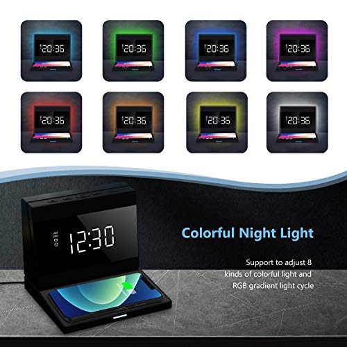 Pointuch Digital Alarm Clock, 15W Wireless Charger Station for iPhone