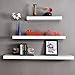 WELLAND 24 inch White Mission Floating Shelves for Wall, Bathroom and Bedroom, Modern Display and Book Shelves, Wall Mounted