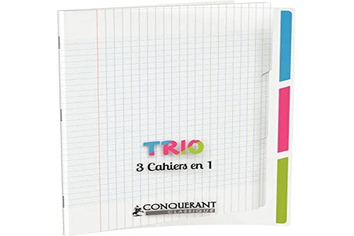 Conquerant Classic Trio Notebook 24 x 32 cm Large Squared Seyès 96 Pages Stapled Polypropylene Cover Colourless