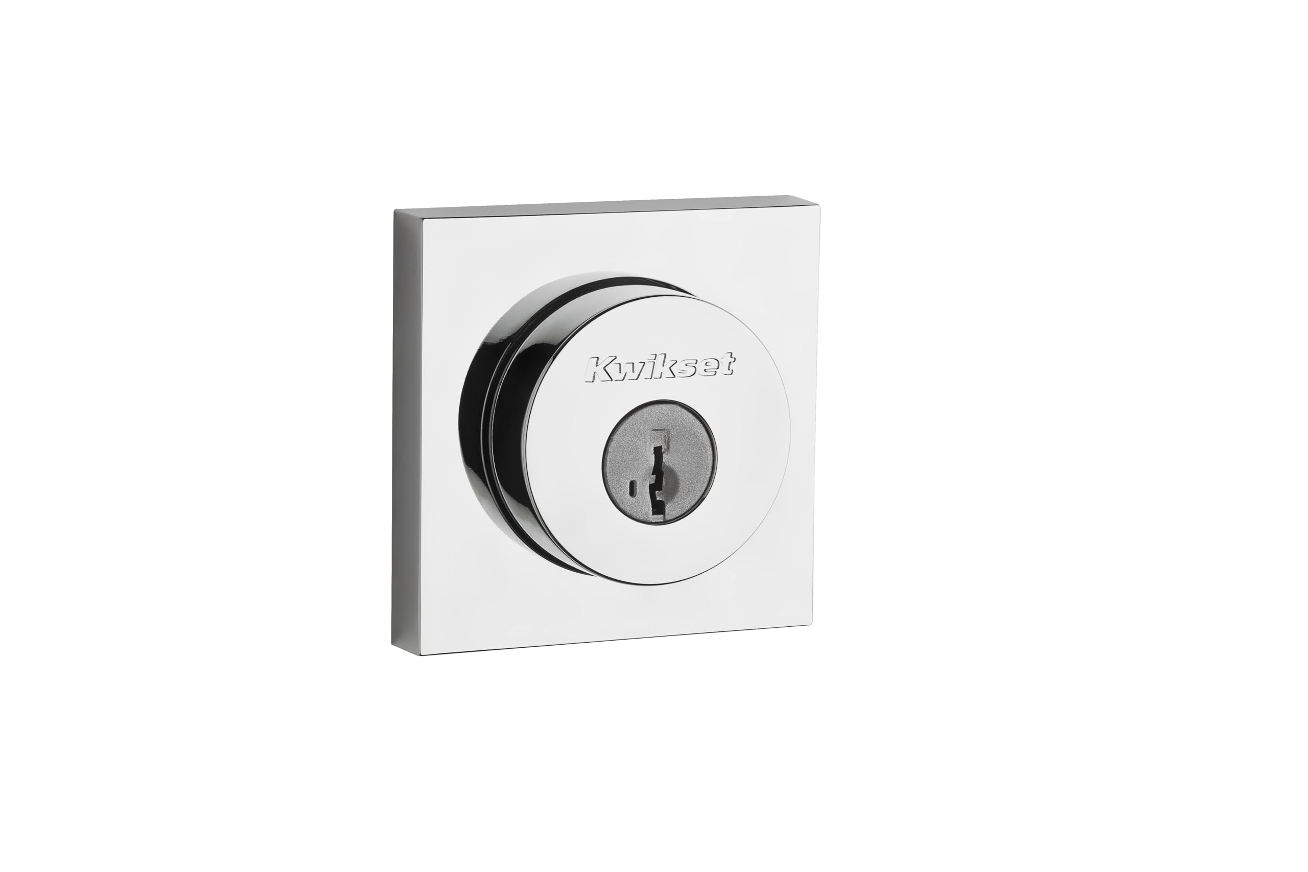 Kwikset 158 Square Single Cylinder Deadbolt Featuring SmartKey®, Polished Chrome