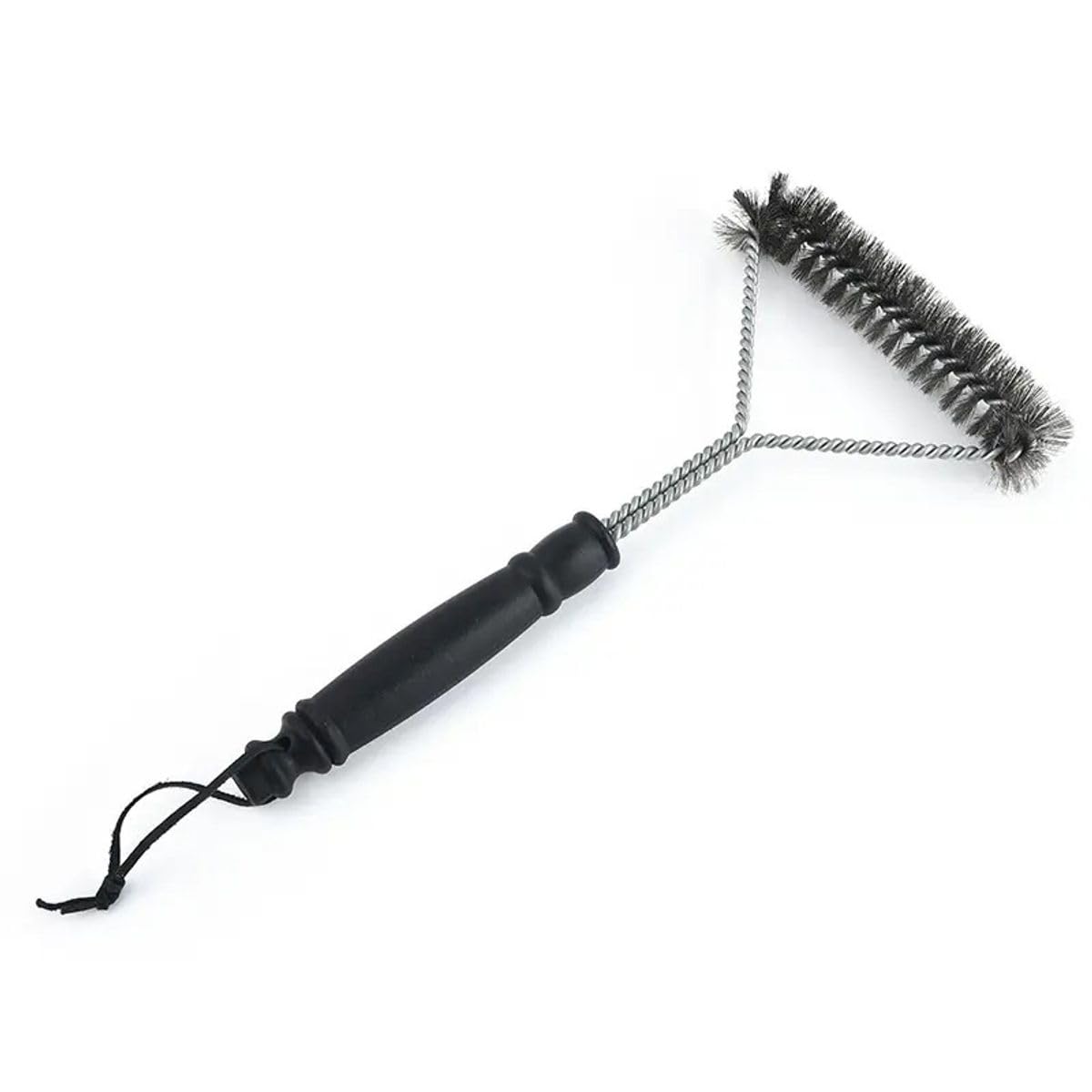 König Design BBQ Three Sided Stainless Steel Grill Brush Cleaning Brush 28 x 16 cm with Black Plastic Handle (1)